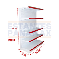 Góndola Pared Perforado Blanco 5 Niveles 180x120x50cm 150kg/nivel PMX-1134