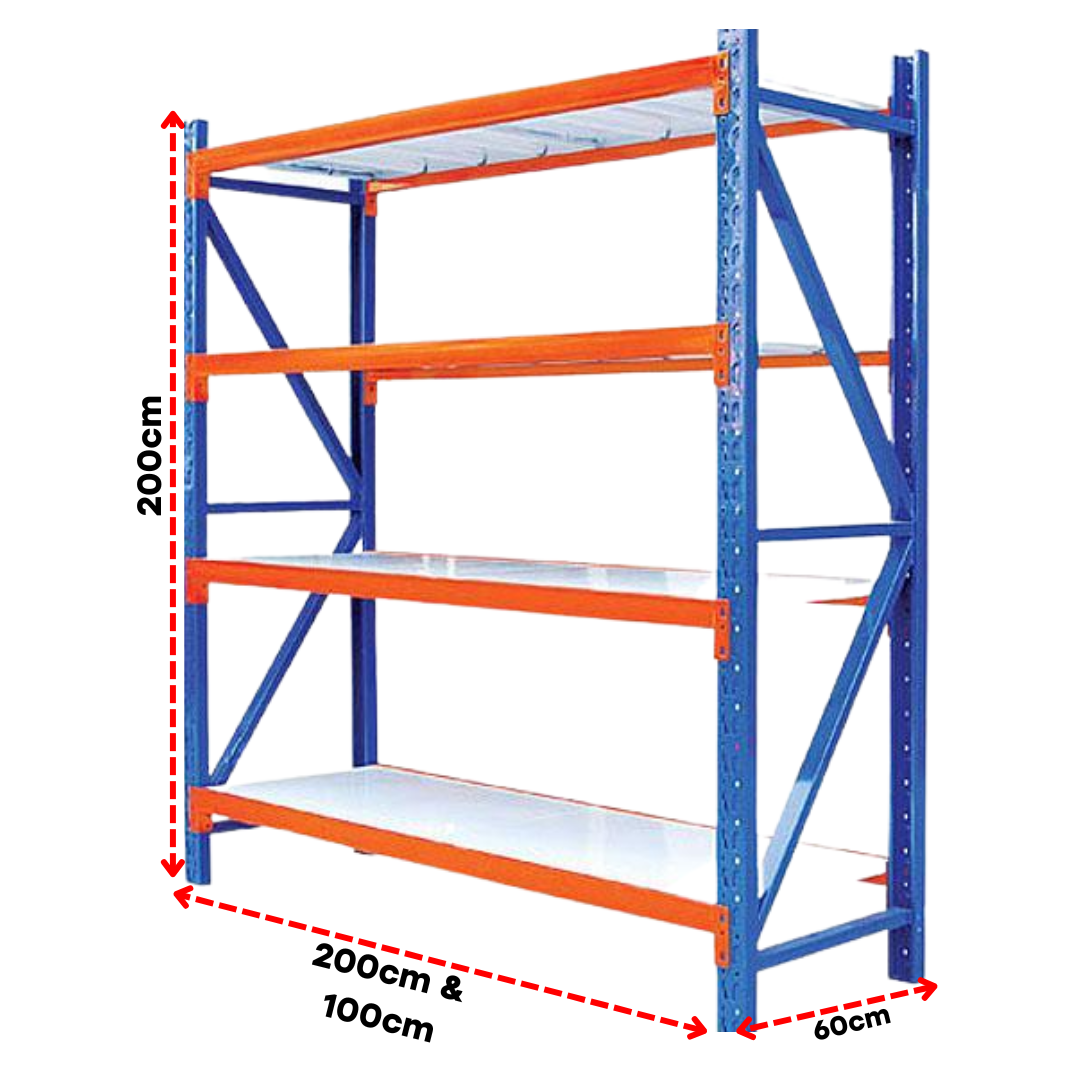 Rack para Bodega de Carga Mediana 350kg x Nivel de 4 Niveles 200*200*6 ...