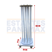 Estante Exhibidor para Rollos Giratorio Capacidad de 10 Rollos Blanco con Rueditas 180x60x60cm RG-10-W