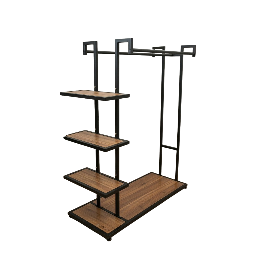 Perchero Exhibidor de Ropa para Boutique Negro con Diseño Madera 140x150x50cm XBH-CR08