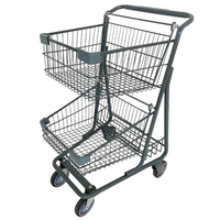 Carretilla de Supermercado Metálica de 2 Niveles Gris PMX-1254