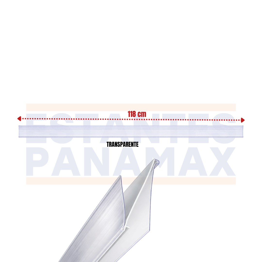 Porta Precio Liso para Góndolas 118cm Transparente PMX-1401