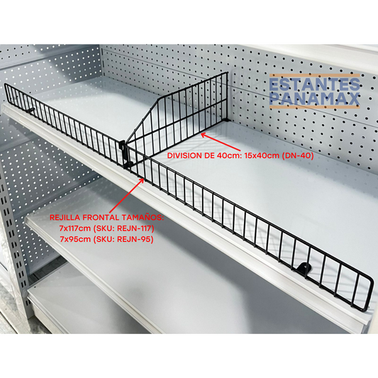 Rejillas Frontales Negra 7x117cm(REJN-117) o 7x95cm(REJN-95) & División 15x40cm(DN-40)