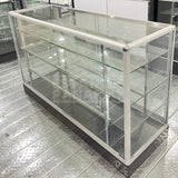 Vitrina de Aluminio Plateado con Base Negro 3 Niveles Vidrio Templado 110x183x60cm KS-004