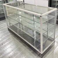 Vitrina de Aluminio Plateado con Base Negro 3 Niveles Vidrio Templado 110x183x60cm KS-004