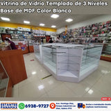 Vitrina de MDF Blanco 3 Niveles de Vidrio Templado 110x100x50cm BNM5-5