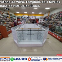Vitrina de MDF Blanco 3 Niveles de Vidrio Templado 110x100x50cm BNM5-5