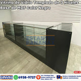 Vitrina de MDF Negro 3 Niveles de Vidrio Templado 110x100x50cm BNM5-5