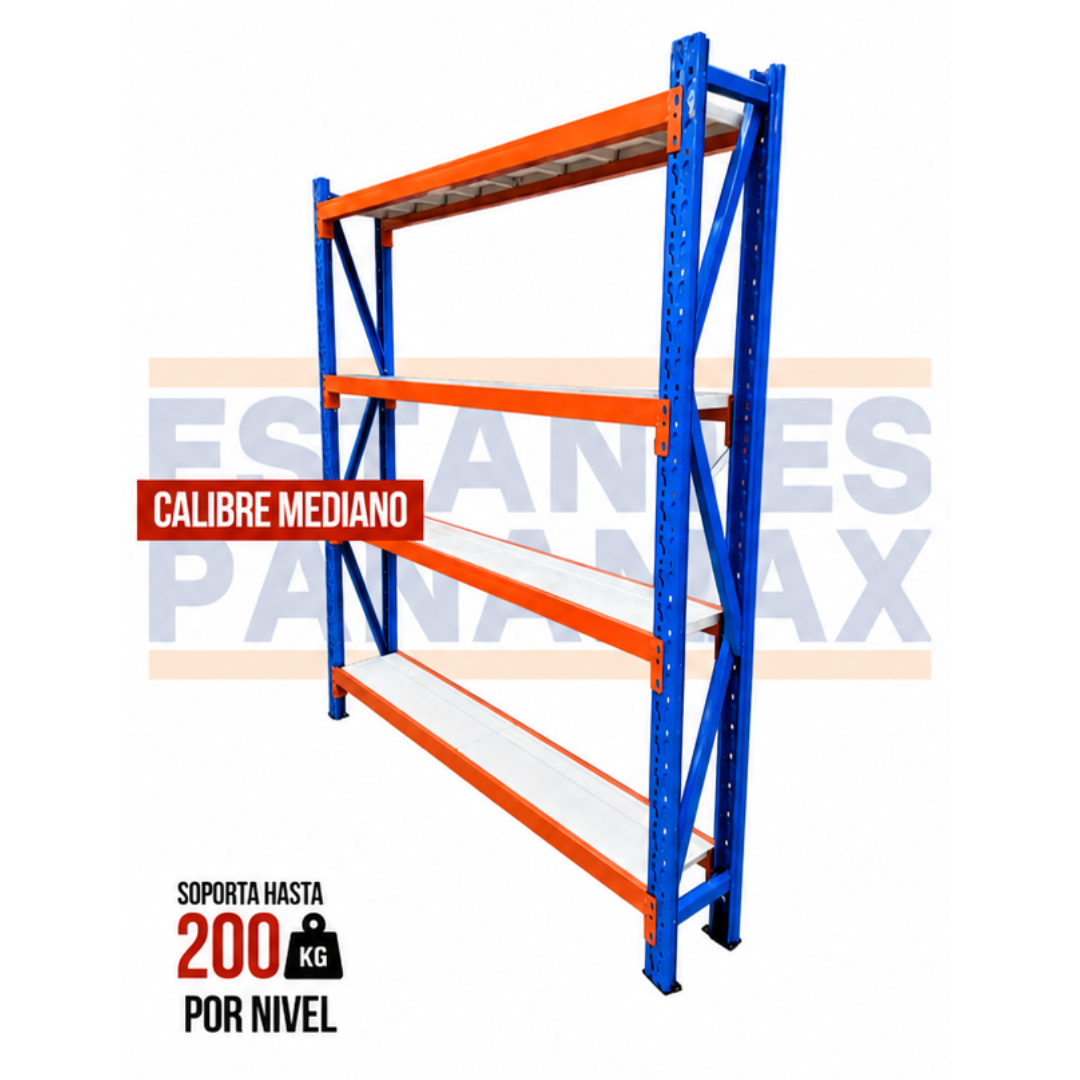 Rack para Bodega de Carga Mediana de 4 Niveles 200kg/Nivel 200x200x30cm PMX-7030