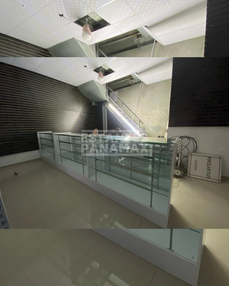 Vitrina de MDF Blanco 3 Niveles de Vidrio Templado 110x100x50cm BNM5-5
