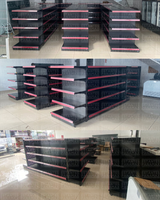 **MODELO ECONÓMICO** Góndola Doble Perforado Negro 5 Niveles 180x120x100cm 75kg/nivel PMX-3002-D
