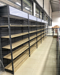 Góndola Pared Perforado Negro con Diseño de Madera 5 Niveles 200x120x40cm 90kg/nivel PMX-1208