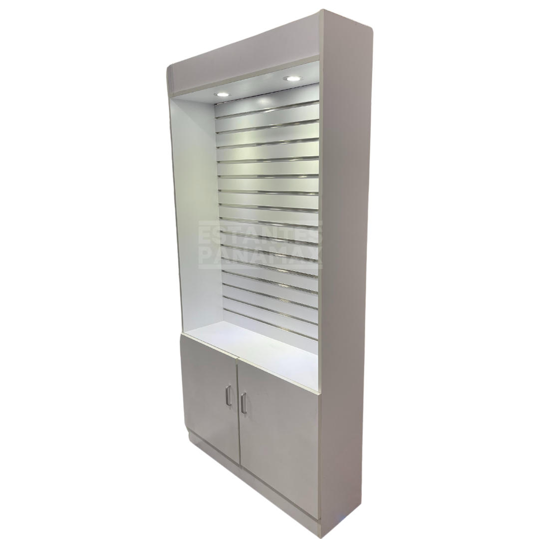 Mueble Gavetero con Slatwall y Luces Blanco 200x100x30cm 8384