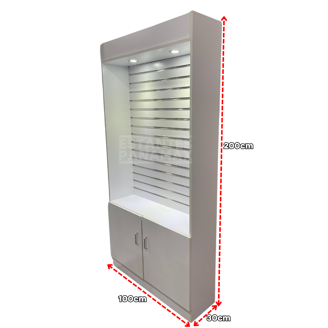 Mueble Gavetero con Slatwall y Luces Blanco 200x100x30cm 8384