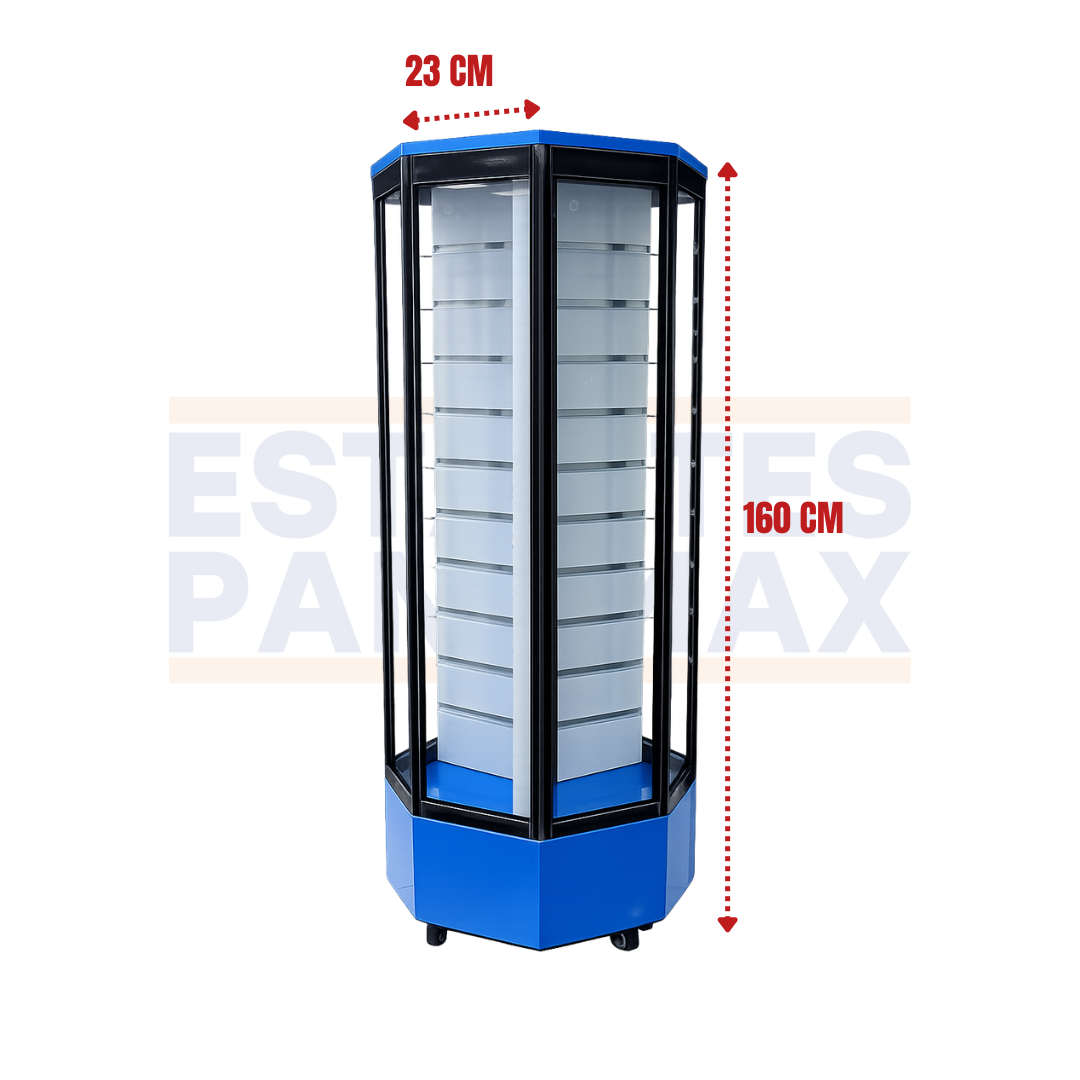 Vitrina Vertical con Rueditas con Slatwall Tabla Ranurada 160X55cm Alto KW-026