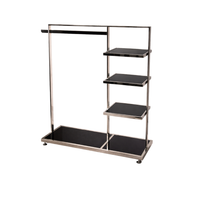 Perchero Exhibidor de Ropa Metal Cromado con Negro 140x120x45cm XBH-CR15