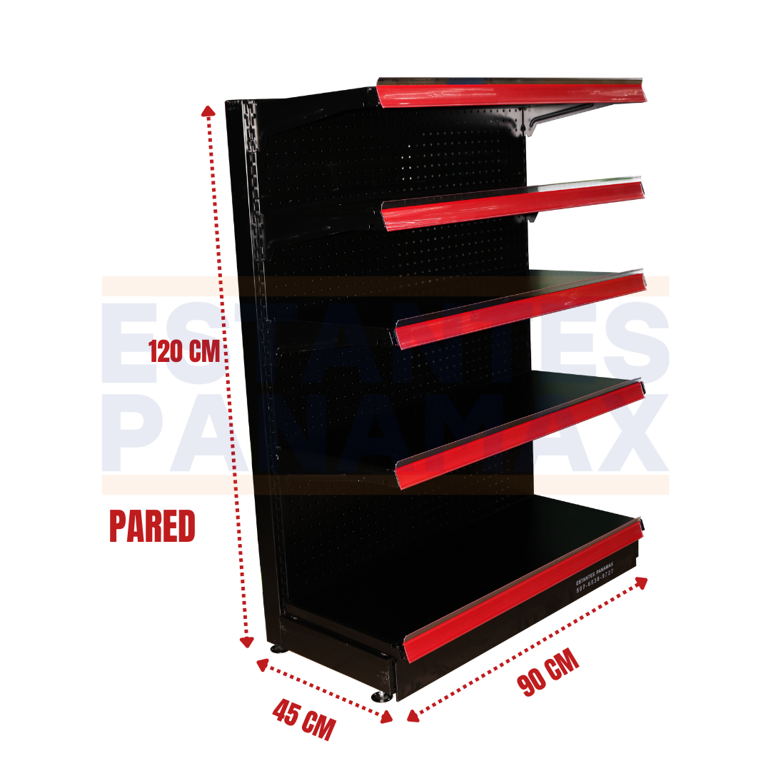Góndola Pared Perforado Negro 120x90x45cm 75kg/nivel PMX-1112