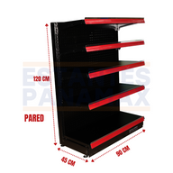 Góndola Pared Perforado Negro 120x90x45cm 75kg/nivel PMX-1112
