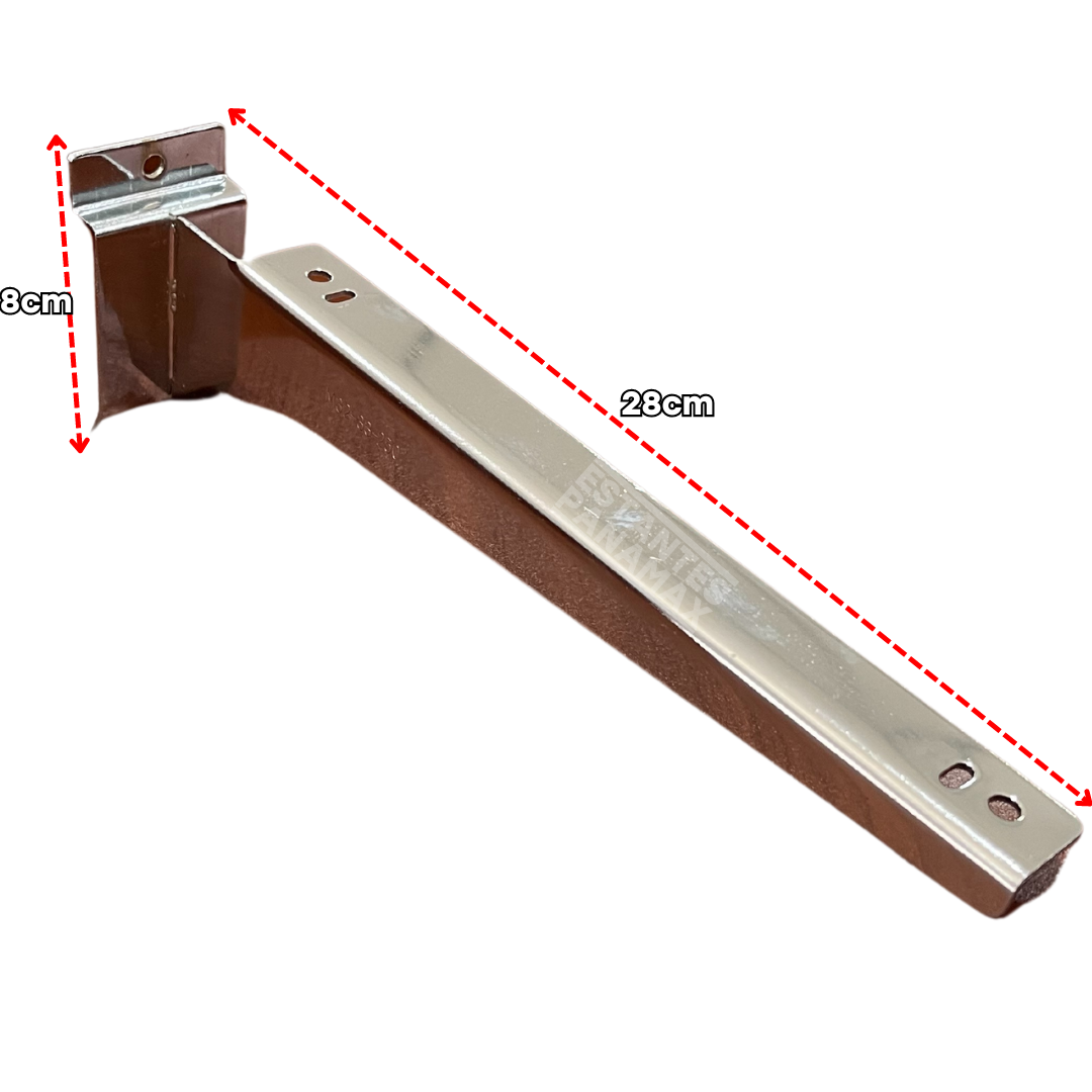 Brazo de Soporte de Metal Cromado para Ranurado 8x28cm M32-33-250