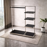 Perchero Exhibidor de Ropa Metal Cromado con Negro 140x120x45cm XBH-CR15