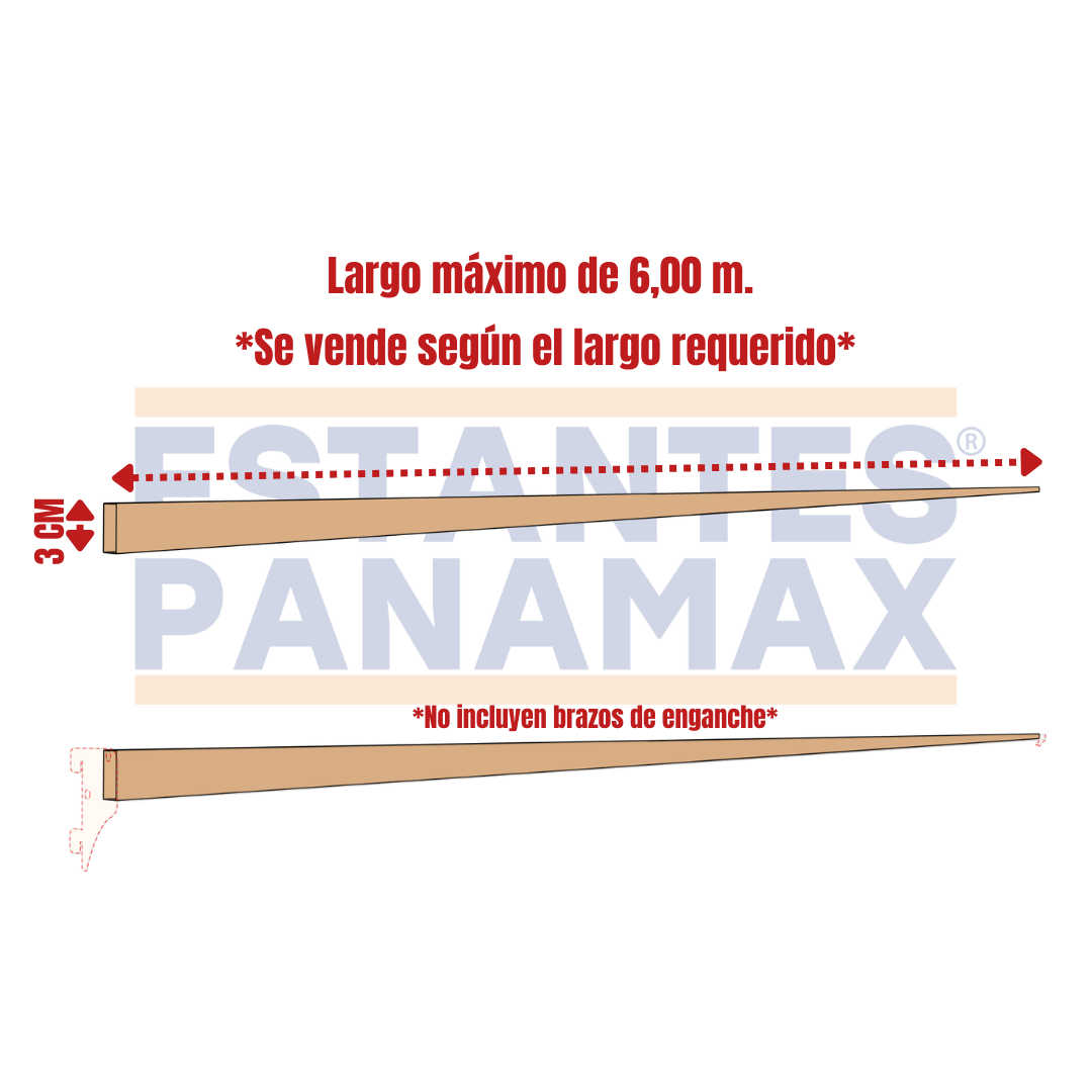 Se Vende por Mt. de Largo Barra Crema para Riel o Góndolas PMX-1382