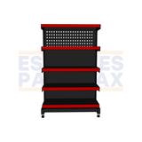 **CALIBRE MEDIO** Góndola Frontal Liso + Perforado Negro 5 Niveles 150x100x50cm 150kg/nivel PMX-1376