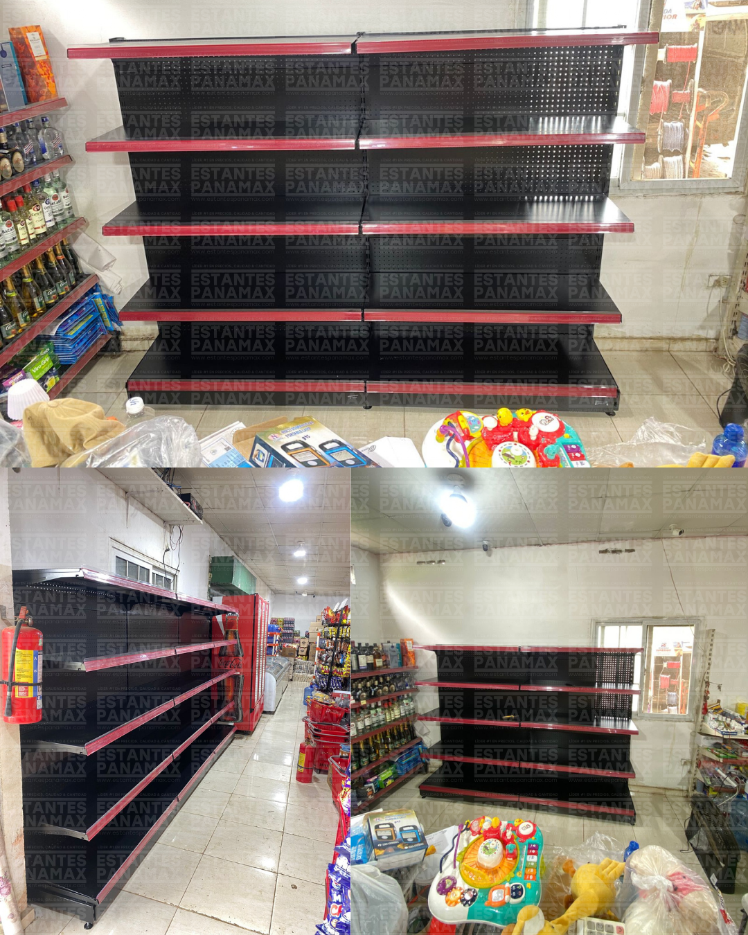 **CALIBRE MEDIO** Góndola Pared Perforado Negro 5 Niveles 180x120x50cm 150kg/nivel PMX-1078