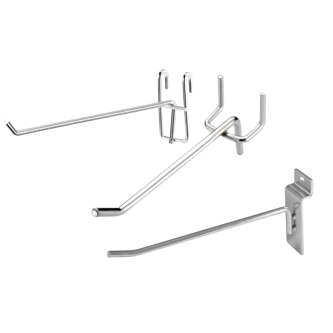 Ganchos Sencillos Metálicos Cromado para Malla, Ranurado & Perforado 6 ...