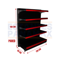 Góndola Pared Perforado Negro 5 Niveles 150x120x50cm 150kg/nivel PMX-1177