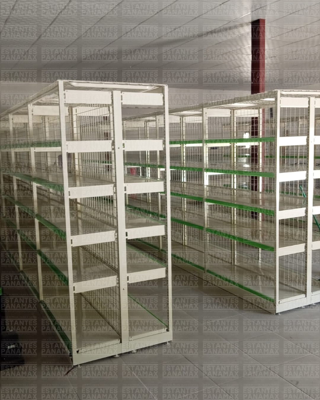 Góndola Doble de Malla Crema Tipo Cuadrado 200x120x80cm 6 Niveles 225kg/nivel PMX-1150