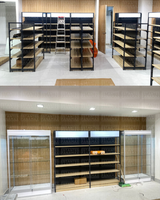 Góndola Pared Perforado Negro con Diseño de Madera 5 Niveles 200x120x40cm 90kg/nivel PMX-1208