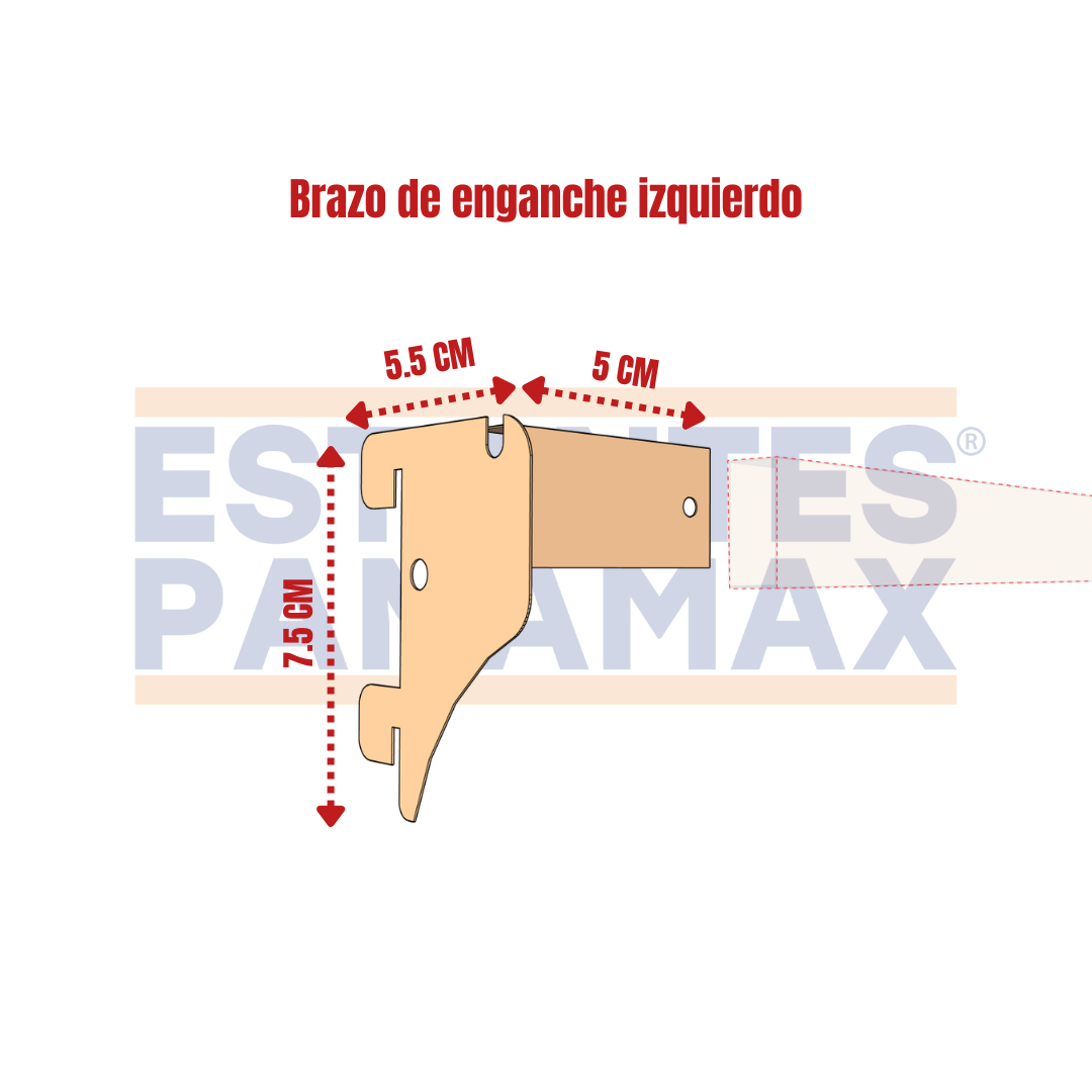 Brazo para Barras Cremas Compatible con Góndolas Normales Derecho e Izquierdo PMX-1383