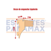Brazo para Barras Cremas Compatible con Góndolas Normales Derecho e Izquierdo PMX-1383
