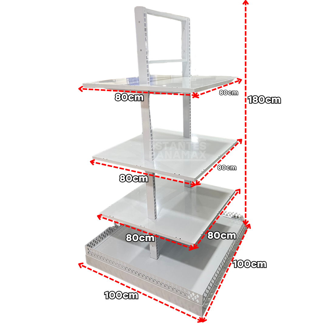 Mesa Tipo Isla de 4 Niveles Metálica Blanca 1800x1000x1000 PMX-1210