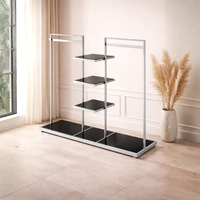 Perchero Exhibidor de Ropa Metal Cromado con Negro 140x155x45cm XBH-CR16