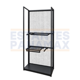 Exhibidor Comercial Metálico de Piso con Panel de Malla, Repisas y Brazos para Colgar Productos Ropas 120x43x260cm XBH-CR33
