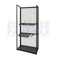 Exhibidor Comercial Metálico de Piso con Panel de Malla, Repisas y Brazos para Colgar Productos Ropas 120x43x260cm XBH-CR33