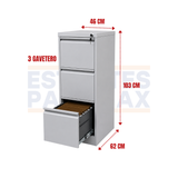 Archivador 3 Gavetas Metálico Gris con Cerradura con Llave 103x46x62cm KY-G081-03