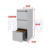 Archivador 3 Gavetas Metálico Gris con Cerradura con Llave 103x46x62cm KY-G081-03