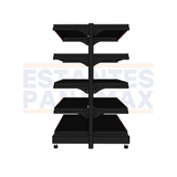 **CALIBRE MEDIO** Góndola Doble Liso + Perforado Negro 5 Niveles 150x120x100cm 150kg/nivel PMX-1375