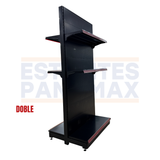 **CALIBRE GRUESO** Góndola Doble Perforado Negro 3 Niveles 250x120x90cm 250kg/nivel PMX-7001-D