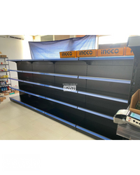 **CALIBRE MEDIO** Góndola Doble Perforado Negro 5 Niveles 180x120x100cm 150kg/nivel PMX-1080