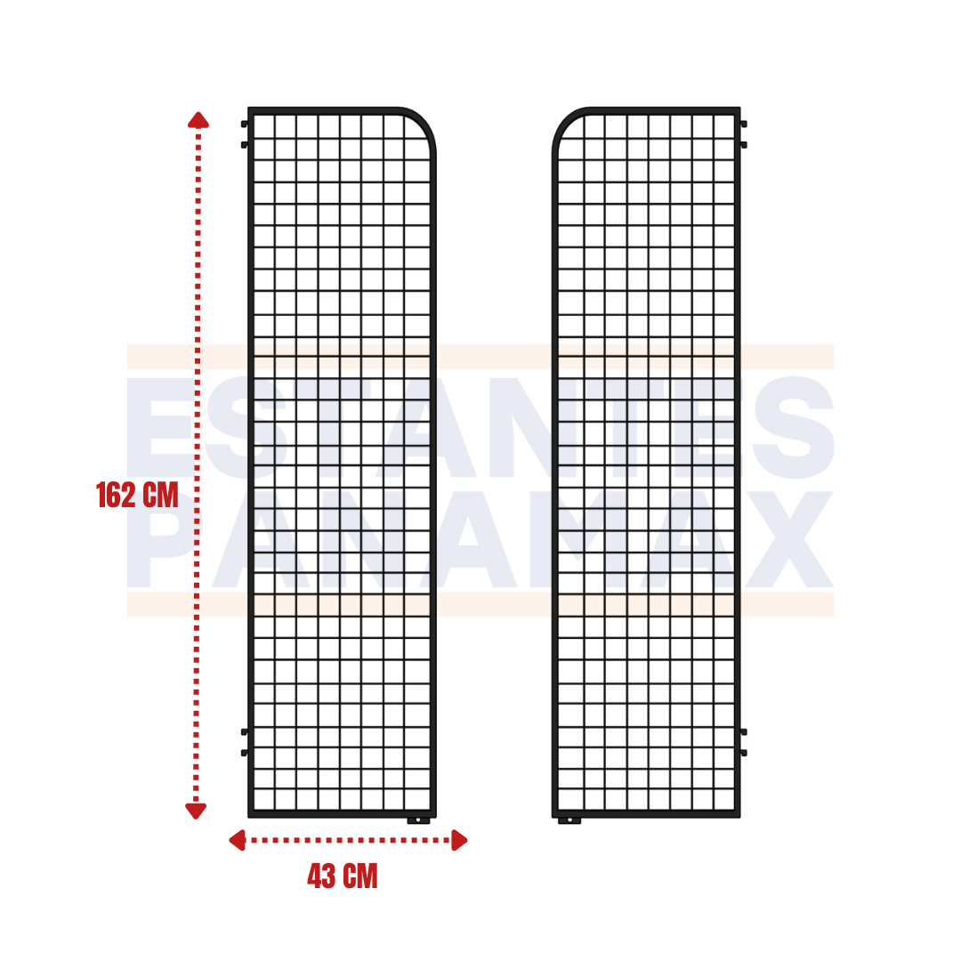 Set 2 Mallas Laterales de Hierro Negro 162x43cm para Góndolas PMX-1377