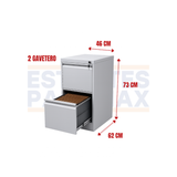 Archivador 2 Gavetas Metálico Gris con Cerradura con Llave 73x46x62cm KY-G081-02