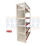 **CALIBRE GRUESO** Góndola Pared Perforado Crema Tipo Cuadrado 220x120x55cm 6 Niveles 275kg/nivel PMX-1120