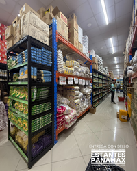 **CALIBRE GRUESO** Góndola Doble Perforado Negro Tipo Cuadrado 220x120x110cm 6 Niveles 275kg/nivel PMX-1001