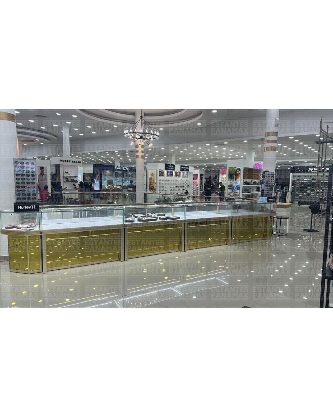 Esquinero para Joyería Color Dorado con LED y Cerradura con Llaves 110x60x60cm KW-025