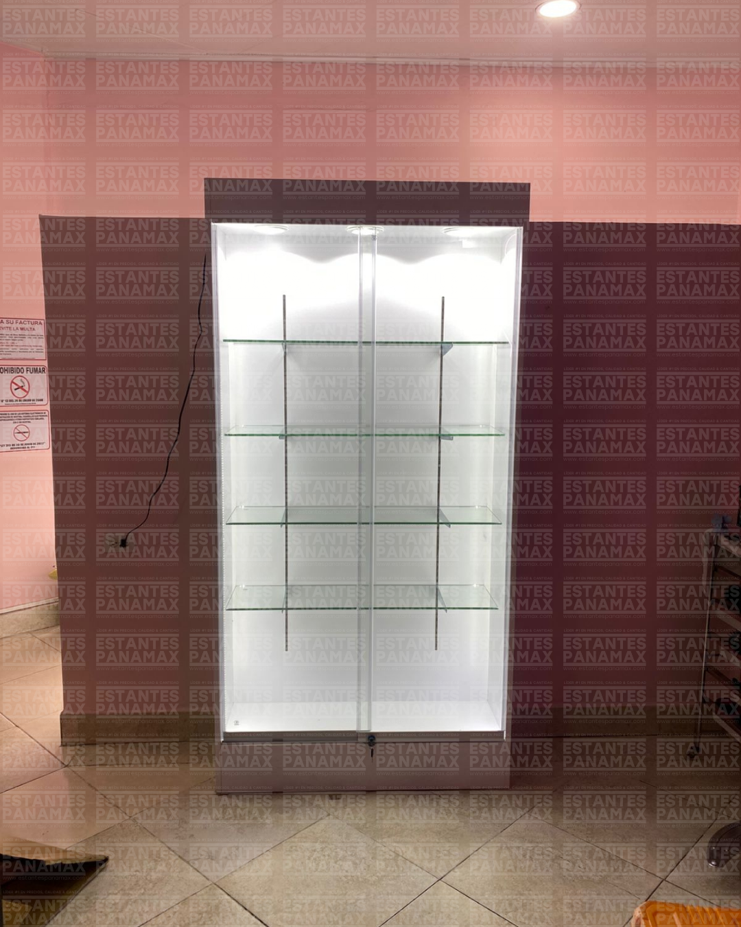 Vitrina Vertical de MDF Blanco con LED 4 Niveles 200x100x35cm KW-019