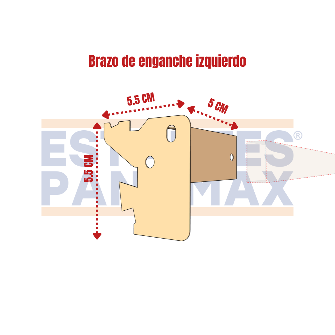 Brazo para Barras Cremas Compatible con Góndolas Americano Derecho e Izquierdo PMX-1384