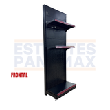 **CALIBRE GRUESO** Góndola Frontal Perforado Negro 3 Niveles 250x90x45cm 250kg/nivel PMX-7001-F